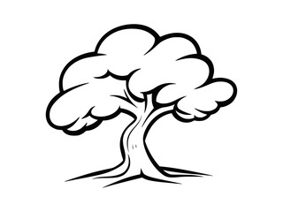 Stylized Tree with Thick Canopy - Vector Art