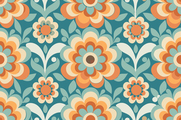 Vintage Floral Pattern with Autumnal Color Scheme