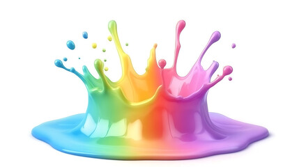 Obraz premium Splashes of bright rainbow paint on a white background