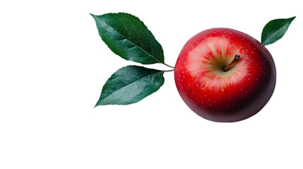 Red Apple with Green Leaves - Realistic Image