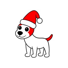 dog wearing santa claus hat