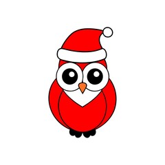 christmas owl with santa claus hat
