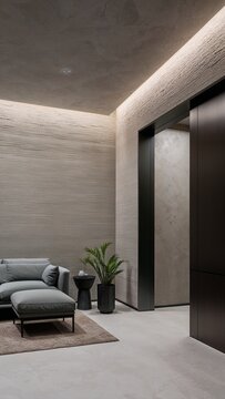 Textured walls and ceilings add subtle depth sleek modern touch