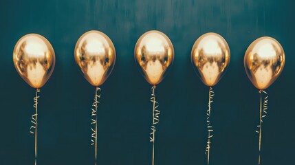 Celebratory event with golden balloons indoor space photography festive environment close-up view joyful concept