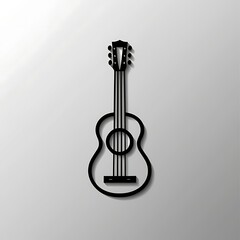 A Simple Black Outline Acoustic Guitar Image