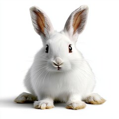 Obraz premium Arctic Hare on a White Background with Thick Fur
