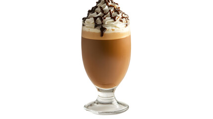 Whipped Cream and Chocolate Drizzle on Coffee in Glass - Photo