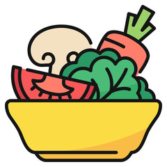 Nutrition Pack Icon,Salad Filled line Icon