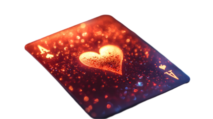 Ace of Spades Playing Card Illustration with Heart Shape and Glow Effect