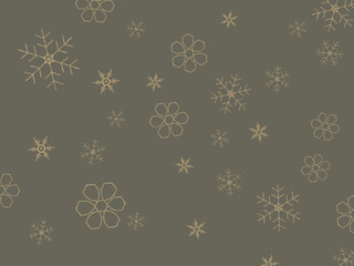 金色灰背景雪の結晶_横