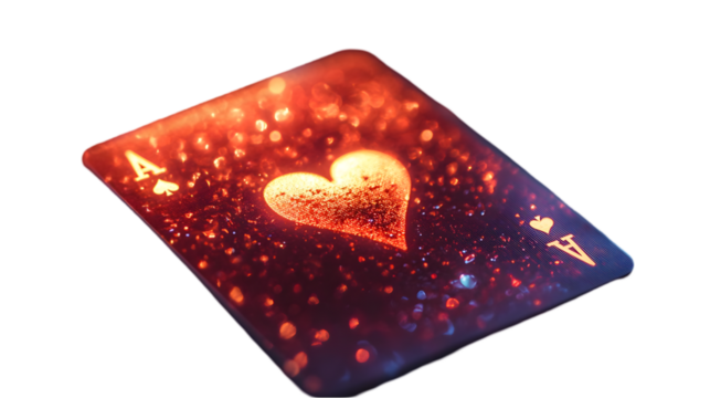 Ace of Spades Playing Card Illustration with Heart Shape and Glow Effect