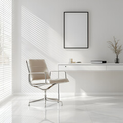 Minimalist workspace design modern office interior photography bright environment perspective on productivity
