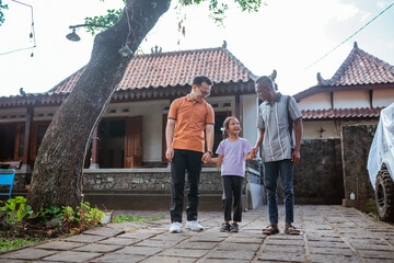 potrait of three generation family consist of grandfather and his grandchild and son