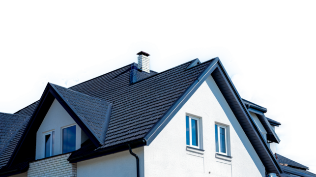 roof of an American style house with transparent background