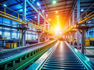 Efficient Production Belt in a Modern Manufacturing Facility with Copy Space for Industrial Use and Business Promotions