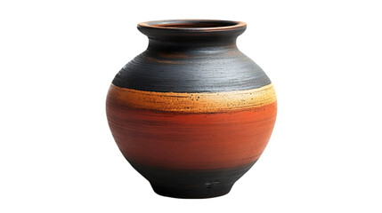 Ceramic Vase with Black, Orange, and Red Stripes - Illustration