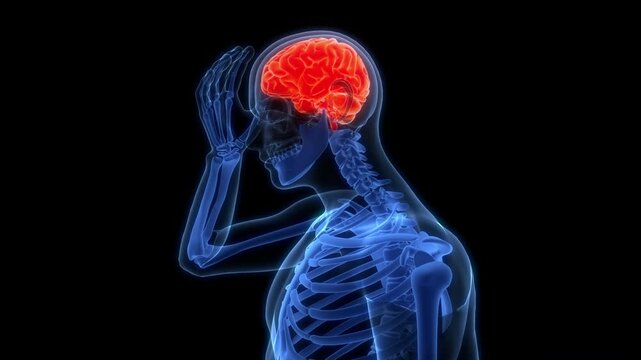 Human Suffering with Severe Headache Anatomy Animation Concept