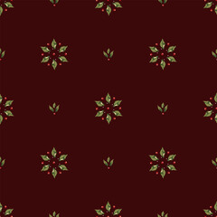 Series of christmas floral patterns in retro vintage classical style