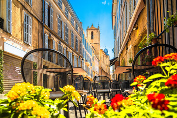 City of Aix En Provence colorful flower street view