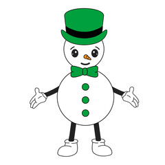 Snowman character in bow tie and top hat