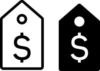 Check price tag icon set. price tag with a dollar sign. dollar symbol. discount sale banner
