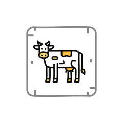 Cute cow icon in line style. Farm animal vector illustration on white isolated background.