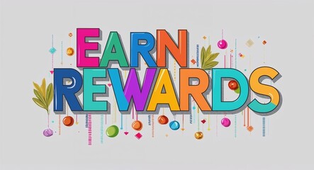Fototapeta premium earn rewards artistic colorful style lettering on plain white background