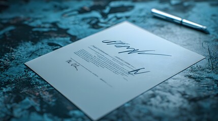 A4 paper with an official letterhead and signature, representing formal documentation. 