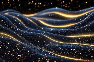 Fototapeta premium Abstract golden waves with sparkling particles