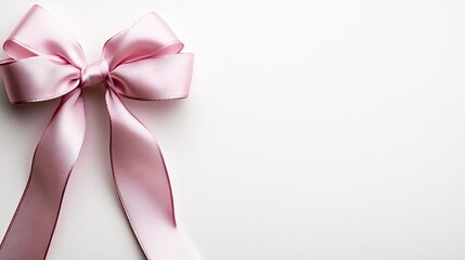 Elegant Pink Satin Bow on Light Background for Gift Wrapping and Decoration Purposes, Ideal for Special Occasions and Celebrations