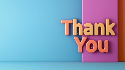 Thank you card featuring artistic celebration elements. A colorful background features the phrase "Thank You" in bold, playful letters, conveying gratitude and appreciation.