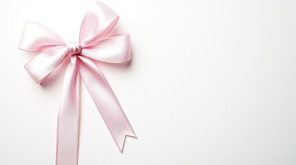 Soft Pink Satin Bow on a Light Background, Perfect for Gift Wrapping, Decorations, and Special Occasions with a Touch of Elegance and Charm