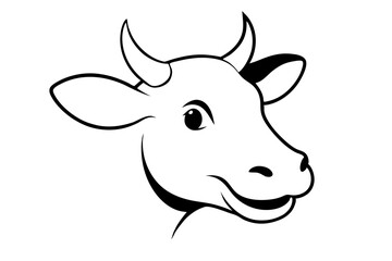 Cow head vector line art.