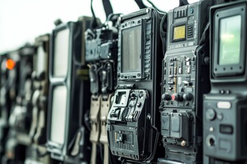 Fototapeta premium Row of weathered, technological equipment.
