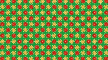 Green and red floral background in Christmas team squares