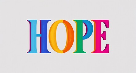 hope artistic colorful style lettering on plain white background