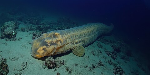 Obraz premium A peculiar gelatinous lifeform glides effortlessly in ocean depths, showcasing its unique features