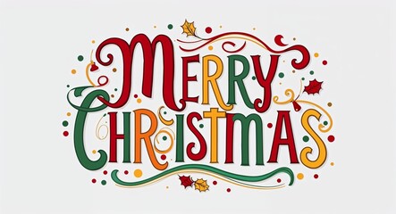 merry christmas artistic colorful style lettering on plain white background