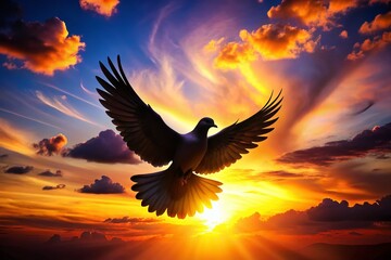 Elegant Silhouette of a Dove in Flight: Perfect Inspiration for Tattoo Designs and Body Art Celebrating Peace and Freedom