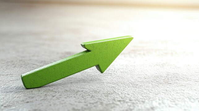 Green Arrow Pointing Upwards on a Soft Gray Background Symbolizing Growth, Progress, and Positive Direction in Business and Finance Environments