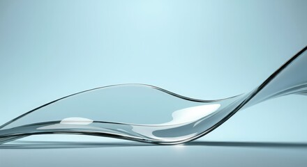 Obraz premium Orange Curved Glass Sculpture,Curvy Curves Shape Design, Reflective, Elegant Refracting Translucent Art