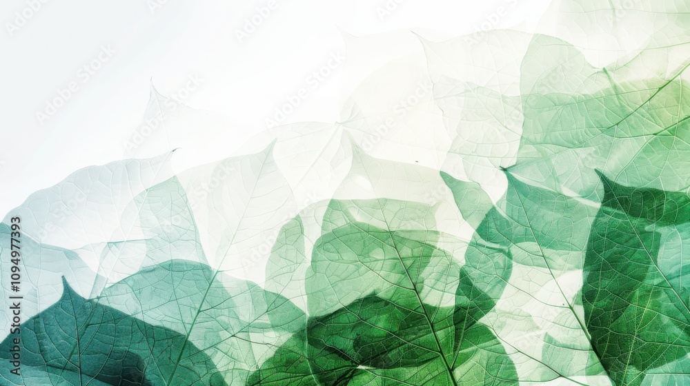 Poster exploring algorithmic leaf vein patterns in soft green gradient designs nature's infinite recursive 