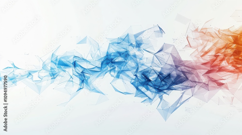 Poster visualizing algorithmic robot movement geometric motion patterns in soft pastel colors – scientific 