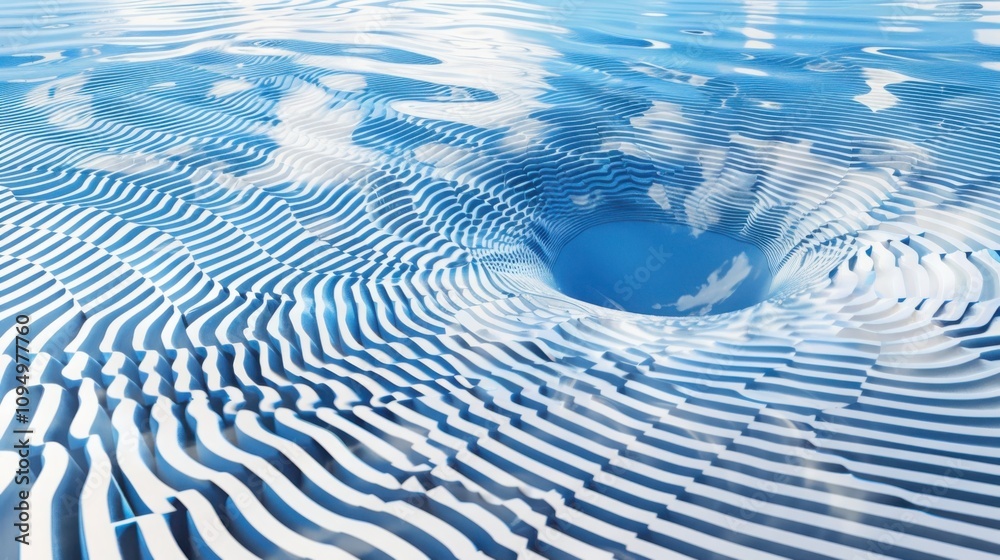 Aufkleber creating algorithmic wave patterns in soft blue gradient colors a mathematical exploration of water 