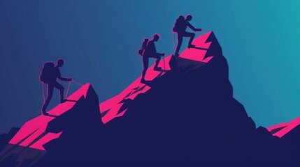 Fototapeta premium Climbers on a Mountain Peak