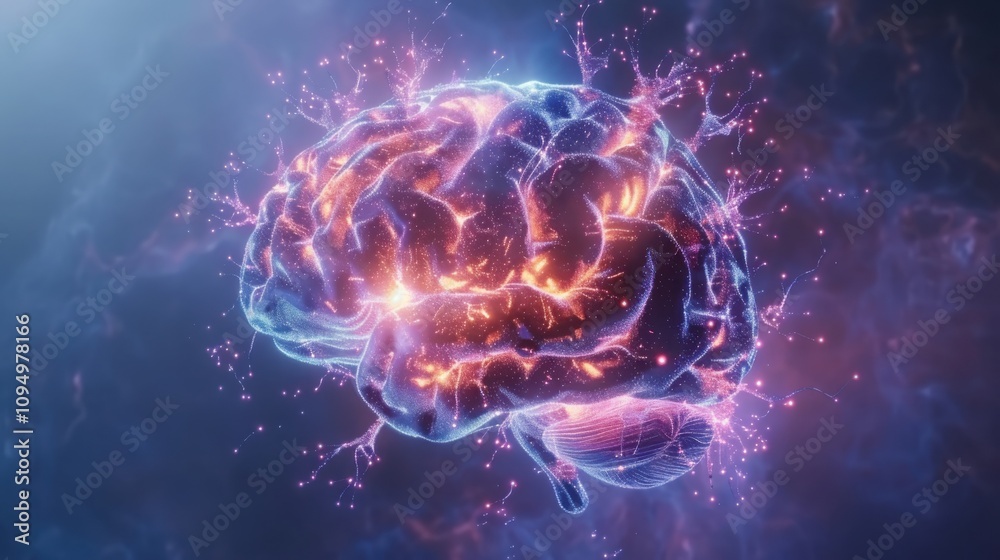 Poster exploring the glowing interconnected synapses of artificial intelligence neural networks a high-tech