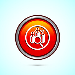 Data analytics icon design illustration. Market research, analytic icon, Orange Color Round Button Design