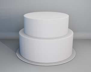 Two-tier white Cake mock-up 3d render minimal design isolated on white background