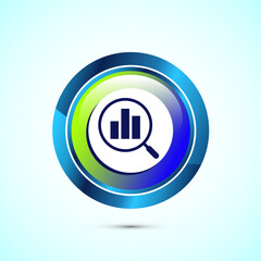 Data analytics icon design illustration. Market research, analytic icon, Glossy Round Button Design