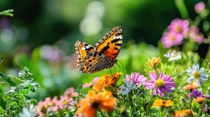 Obraz premium Plants and animals coexisting in a garden with healthy biodiversity